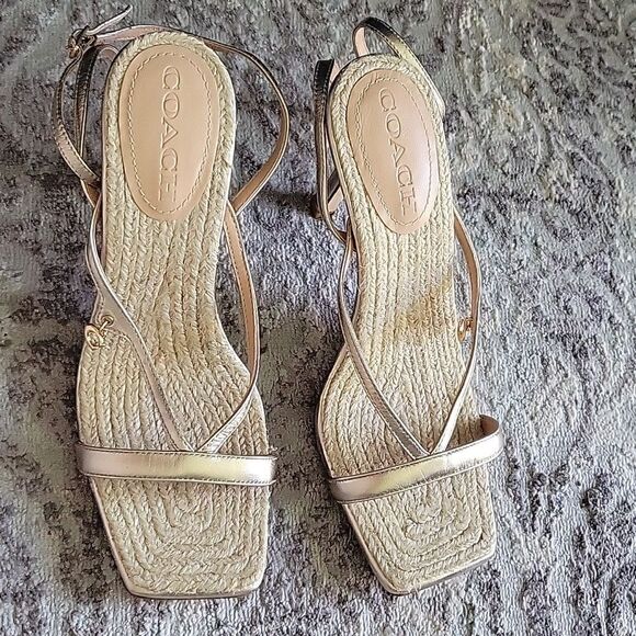 Coach  metallic sandals heels - Picture 1 of 7